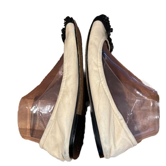 Sam Edelman Beatrix Ballet Flat Ballerina Studded Spike Cream Black Toe 8.5 M - Picture 7 of 11